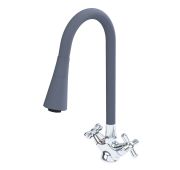 Смеситель для кухни SWES  EXTRA 2XKEB3 буксовый с силиконовым серым изливом 0961