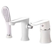 Смеситель для ванны Haiba рычажный встраиваемый из 3 частей белый/хром HB80804