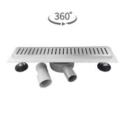 Трап САНАКС 00037 400х70 мм нерж стали, линейный, гор., УЛУЧШЕННЫЙ с зазором под ПЛИТКУ САТИН