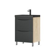 Тумба с БЕЛОЙ раковиной COROZO ЛИАНА дуб графит 601*850*455мм
