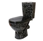 Унитаз-компакт напольный ROSA СОЛО ЧЕРНЫЙ КРАКЕЛЮР  г/вып., 2-реж., 3/6 л., а/всп. сиденье ППР 625*350*775мм