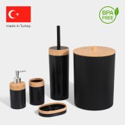 Набор д/ванной 5 предметов ведро для мусора  ерш с подставкой мыльница дозатор стакан 9438972