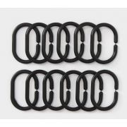 Кольца д/штор в ванную ДОЛЯНА пластиковые чёрные 1/12шт 10131395