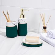 Набор аксессуаров SAVANNA «Grace» 3 предмета (мыльница, дозатор, стакан) керамика зеленый 7500331