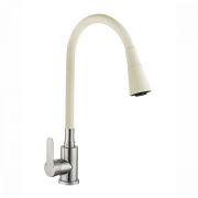 Смеситель для кухни АНТЕЙ рычажный с силиконовым бежевым изливом сатин 577030-ANT