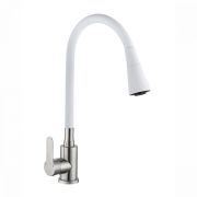Смеситель для кухни АНТЕЙ рычажный с силиконовым белым изливом сатин 577031-ANT