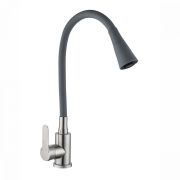 Смеситель для кухни АНТЕЙ рычажный с силиконовым серым изливом сатин 577032-ANT