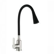Смеситель для кухни АНТЕЙ рычажный с силиконовым черным изливом сатин 577033-ANT