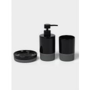 Набор аксессуаров SAVANNA «Глянец» 3 предмета (дозатор, мыльница, стакан) керамика чёрный 10679499
